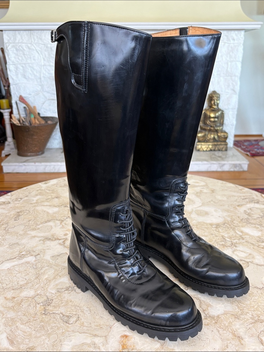 American Boot Black Leather Motorcycle / Police Patrol Boots – Tall Riding Boots